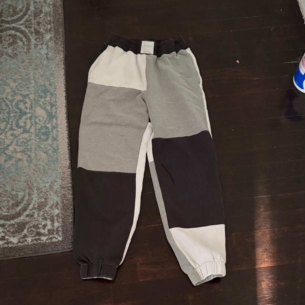 Hollister Kids Black and Gray Color Block Joggers